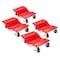 Fleming Supply Set of 4 Tire Skates, Diamond Texture Wheel Dolly, 3-inch Swivel Casters with Locks, Red 535339CWI - alternate 1